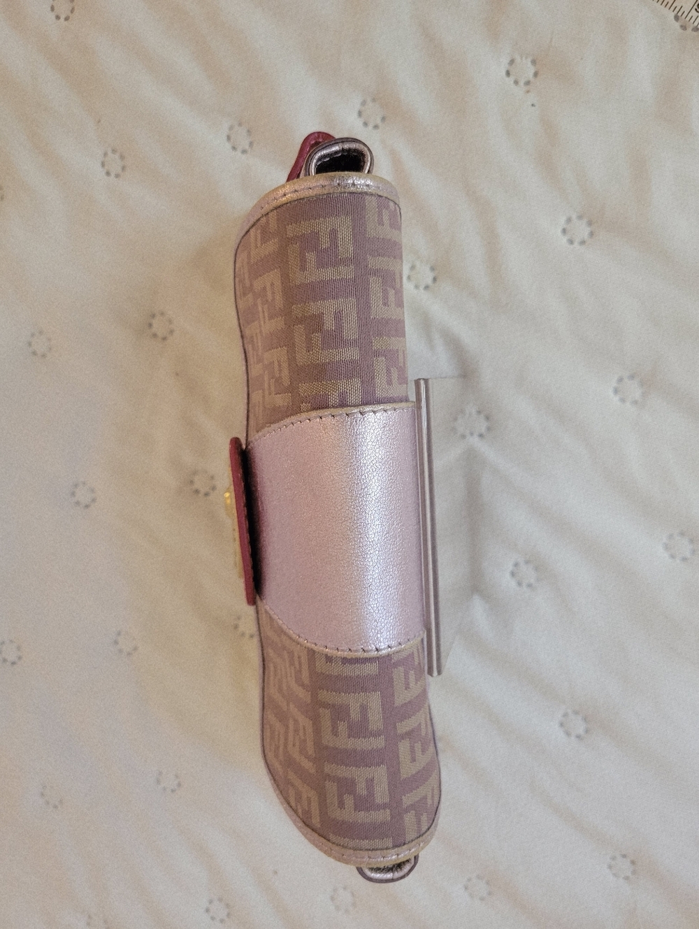 Fendi Vintage 2004 Zucchino Canvas Compilation Bag - Pink & Gold Metallic Borsa - Picture 7 of 13